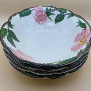 Vintage Franciscan Floral Dessert Bowls with Pink and Green Design